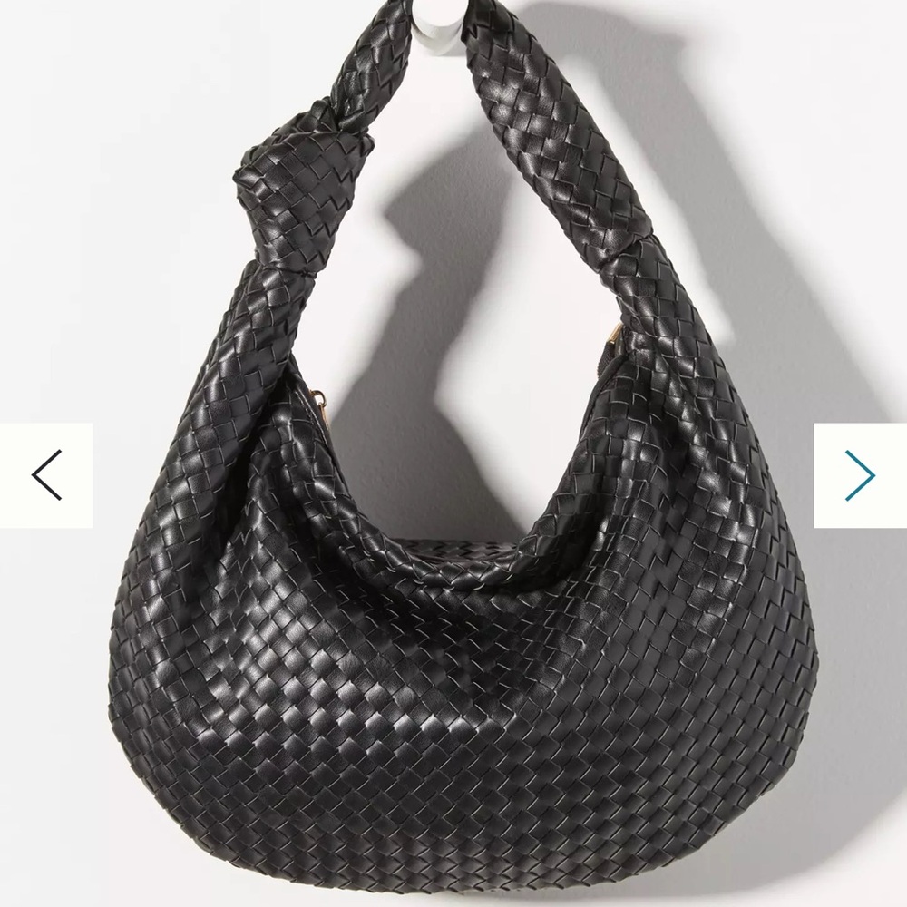 Elegant Black Woven Hobo Bag